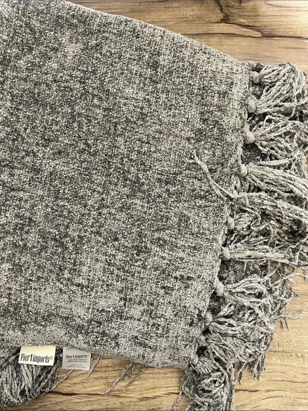Pier 1 Gray Chenille Fringe Throw